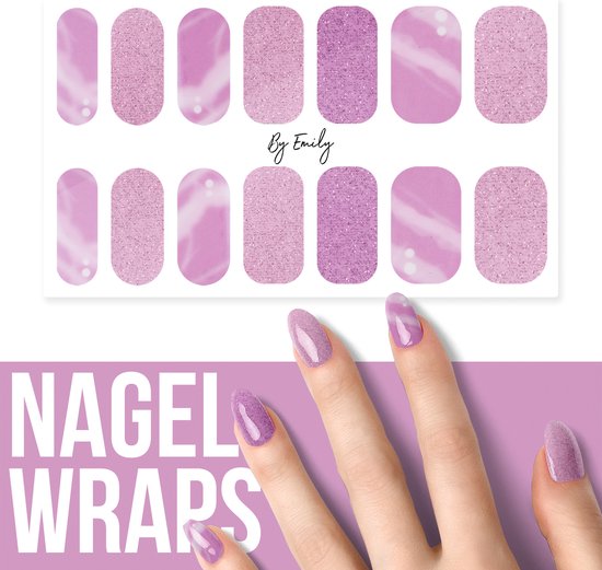 Nagel wrap - Shiny & Wavy Pink | 14 stickers per vel | Nail wrap | Nail art | Trendy | Design | Nagellakvrij | Eenvoudig | Nagel art | Nagel wrap | Nagel stickers | Folie | Zelfklevend | Sjablonen