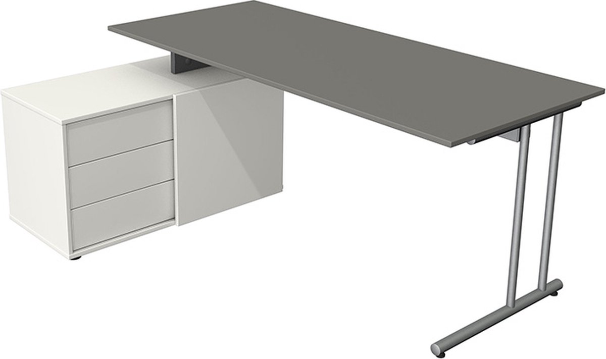 Kerkmann Bureau Profi grafiet grijs met archiefkast 180x80cm