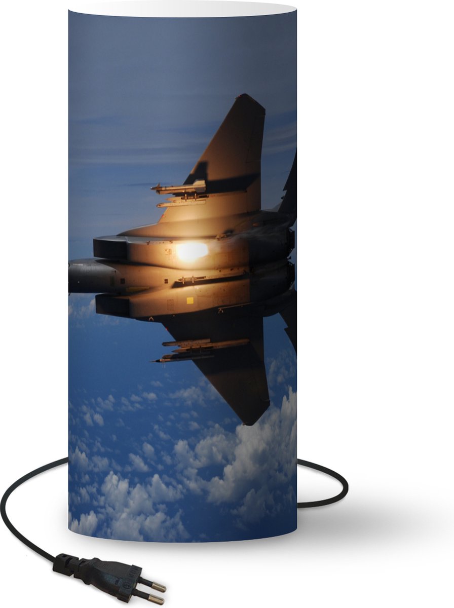 Lamp - Nachtlampje - Tafellamp slaapkamer - Vliegtuig - Straaljager - Wolken - 70 cm hoog - Ø29.6 cm - Inclusief LED lamp