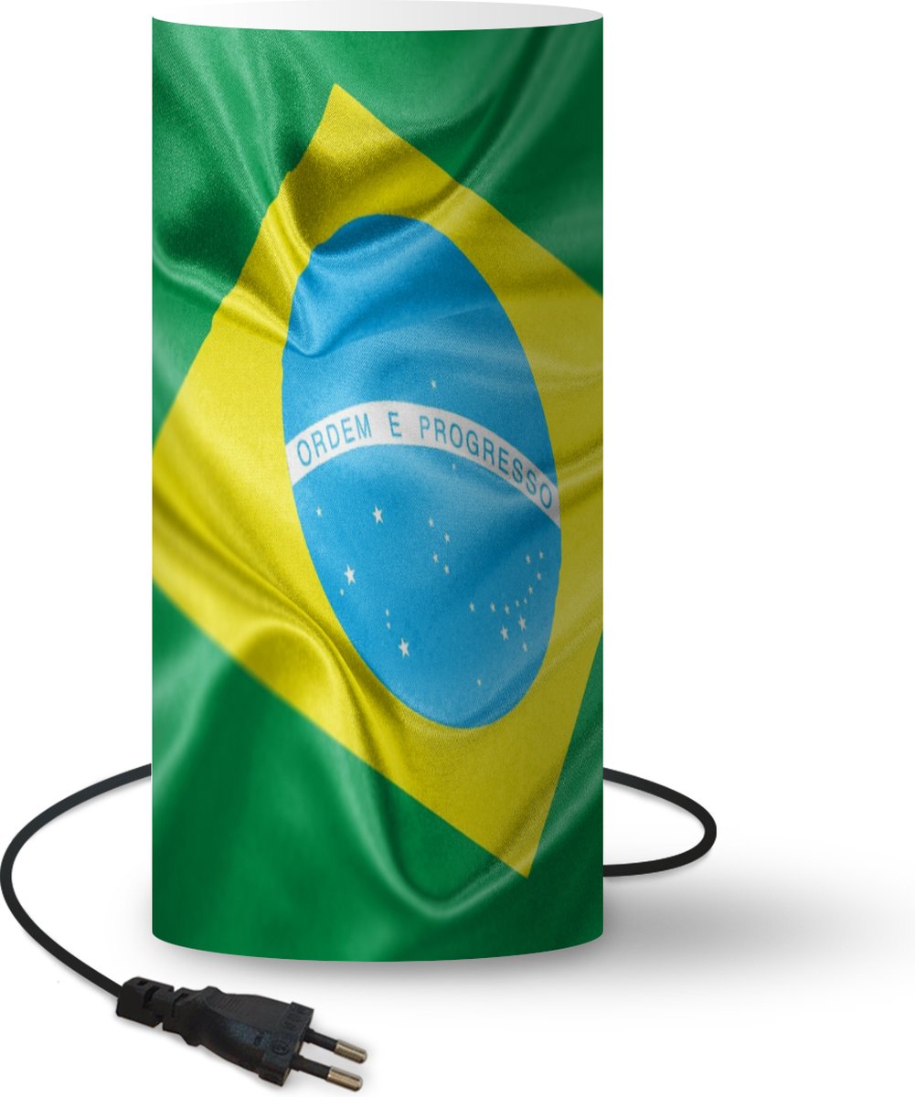 Lamp - Nachtlampje - Tafellamp slaapkamer - Close-up van de vlag van Brazilië - 54 cm hoog - Ø24.8 cm - Inclusief LED lamp
