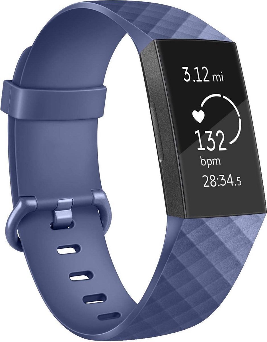 Jumada’s horlogeband - Fitbit Charge 3 - Gespsluiting - Navy Blue - Siliconen