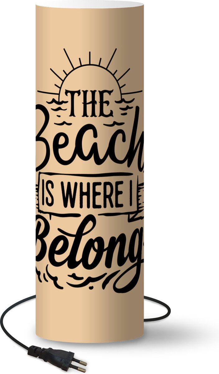 Lamp - Nachtlampje - Tafellamp slaapkamer - Quotes - Strand - Zon - 70 cm hoog - Ø22.3 cm - Inclusief LED lamp