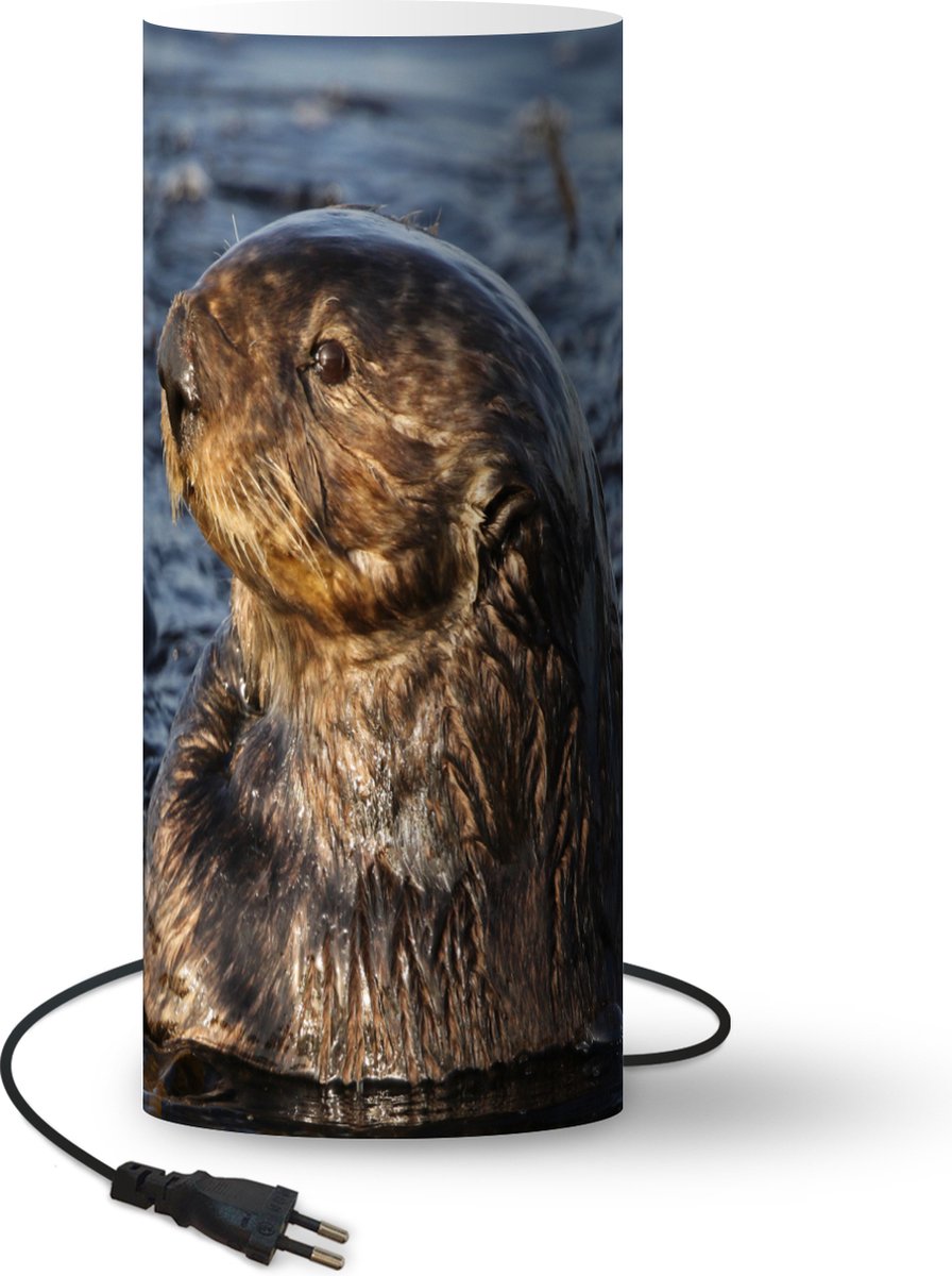 Lamp - Nachtlampje - Tafellamp slaapkamer - Dieren - Otter - Water - 33 cm hoog - Ø14.3 cm - Inclusief LED lamp