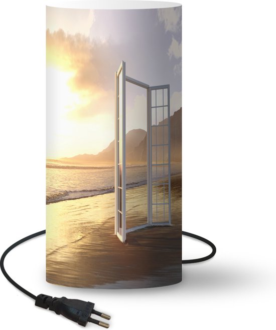 Lamp - Nachtlampje - Tafellamp slaapkamer - Open deur op het strand - 33 cm  hoog - Ø16... | bol.com
