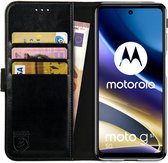 Rosso Element Book Case Wallet Hoesje Geschikt voor Motorola Moto G51 | Portemonnee | 3 Pasjes | Magneetsluiting | Stand Functie | Zwart