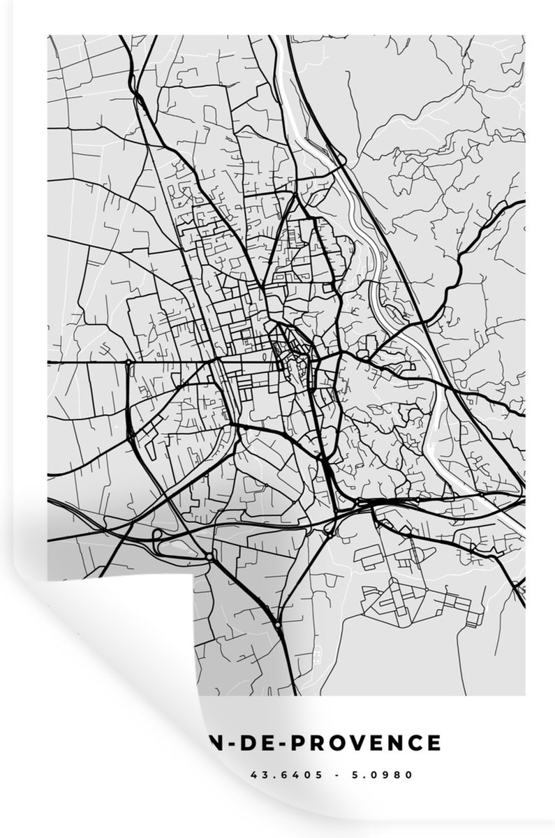 Muurstickers - Sticker Folie - Plattegrond - Kaart - Stadskaart - Frankrijk - Salon-de-Pro