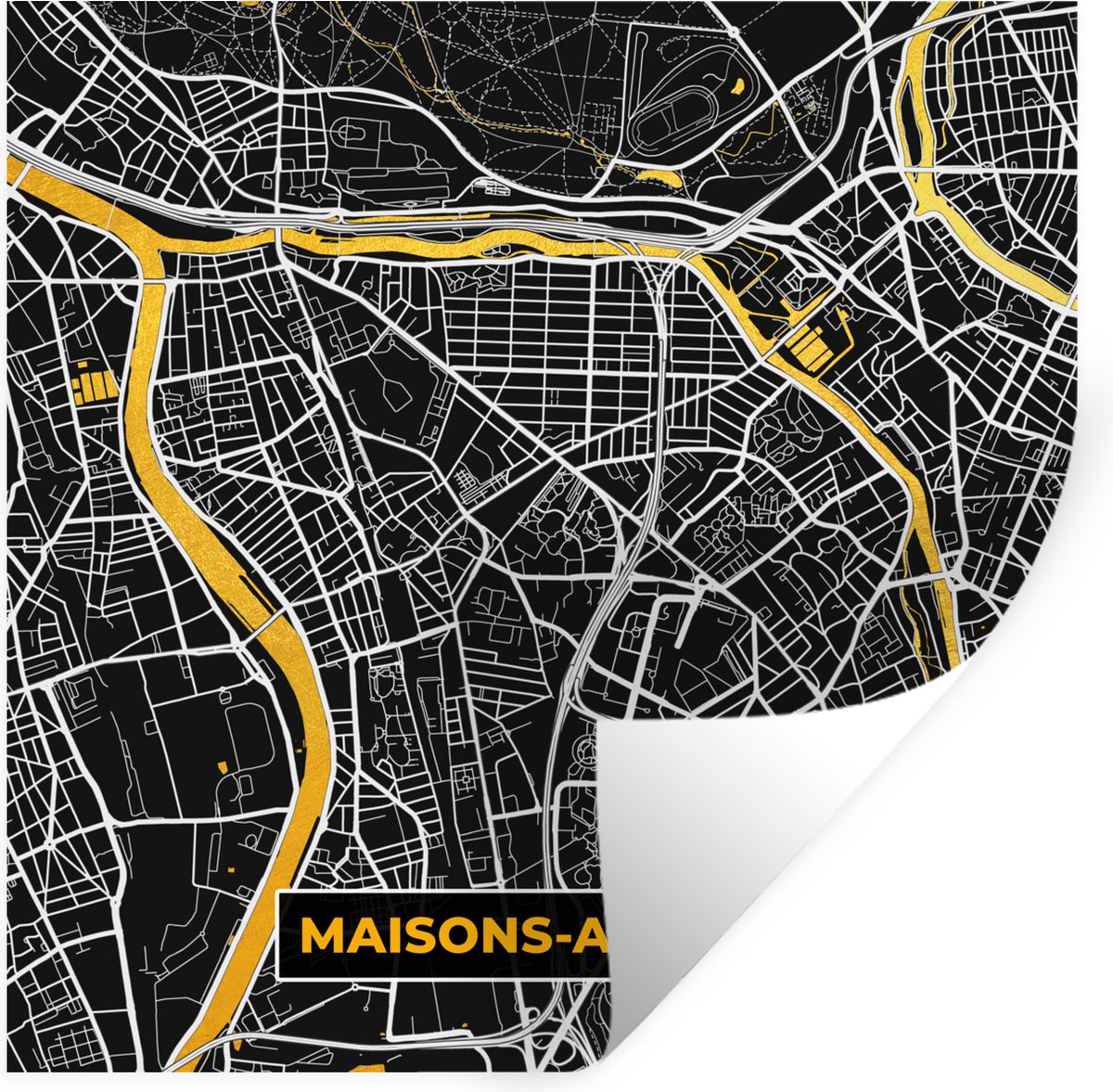 Muurstickers - Sticker Folie - Kaart – Stadskaart – Maisons-Alfort - Plattegrond – Frankri
