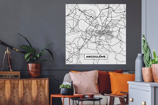 Stickers muraux - Plan de Ville - France - Plan - Angoulême - Plan - 100x100 cm - Film Adhésif XXL