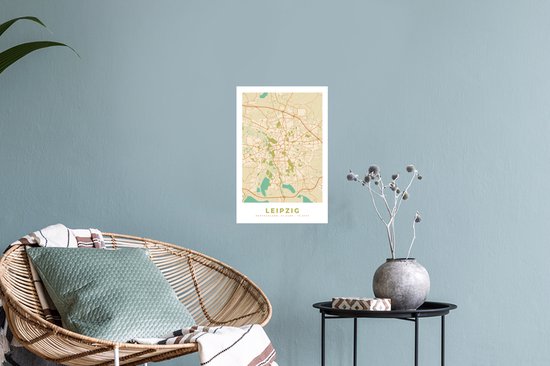Stickers muraux - Carte - Leipzig - Vintage - Carte - Plan de la ville - 20x30 cm - Feuille adhésive