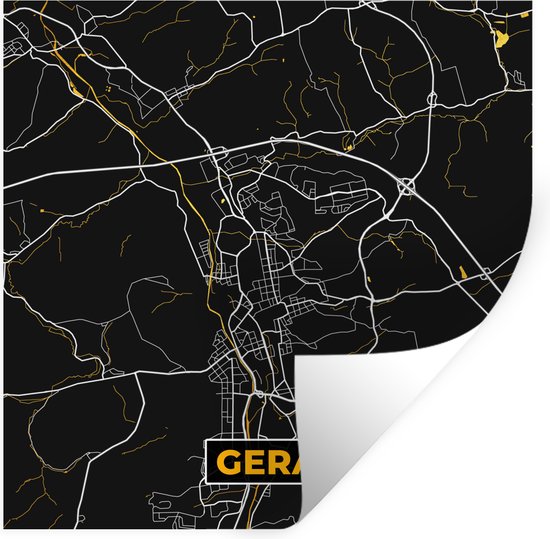 Stickers muraux - Gera - Plan de la ville - Or - Carte - Carte - Allemagne - 30x30 cm - Feuille adhésive