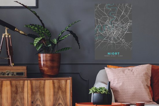 Stickers Stickers muraux - Niort - Carte - Carte - France - Plan de la ville - 40x60 cm - Film adhésif