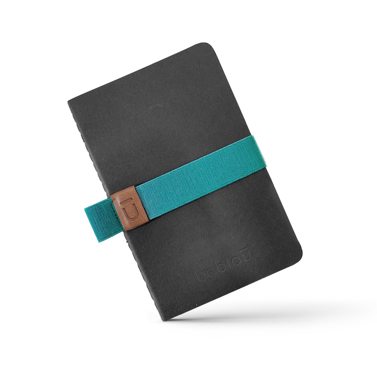 Beblau POCKET Notebook | Set van 3 notitieboekjes met elastische band en pennenhouder | Draagbaar | School, Thuis, College | Accessoires voor Thuiskantoor | Geweldig cadeau | Kleur: Zwart met Lichtblauw elastiek