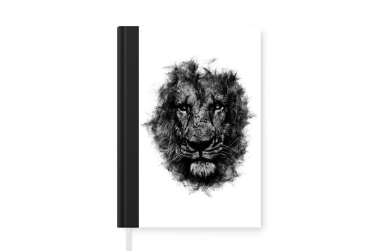 Carnet - Carnet d'écriture - Lion - Zwart - Wit - Carnet - Format A5 - Bloc-notes