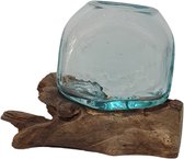Glas op stronk - ovaal - bloemenvaas - 10x6 cm - Bij Mies