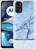 Motorola Moto G22 Hoesje Blauw Marmer - Designed by Cazy