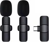 Microphone K9 double - Iphone - sans fil - live - interview - USB-C - Zwart