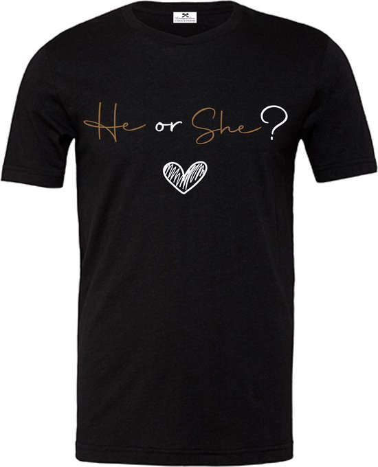 Shirt gender reveal-dames en heren-He or She-Maat L | bol