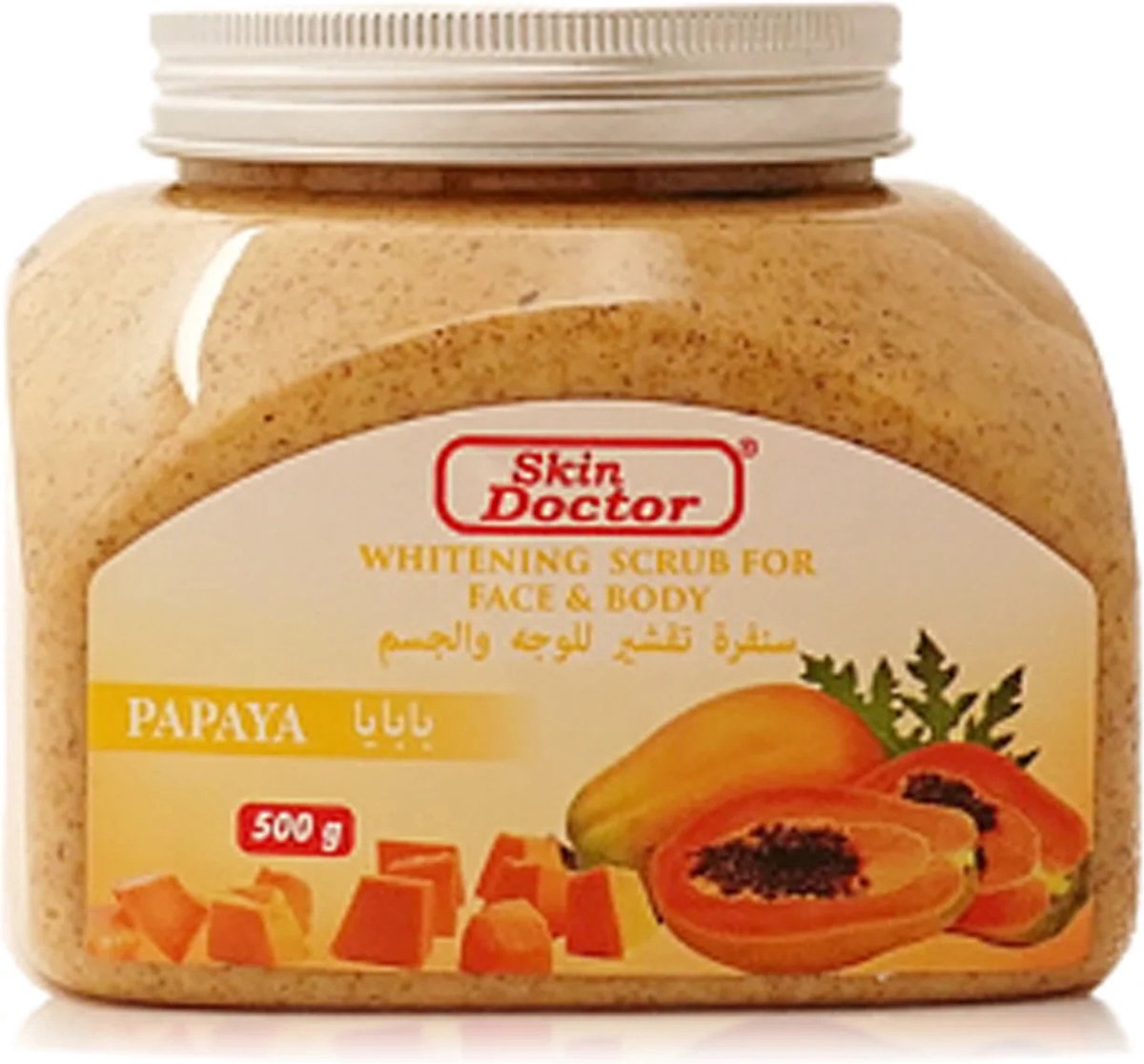 Skin Doctors - Papaya Whitening - Scrub - Stralend gezicht en huid - Verhelderende Exfoliant - 500 gram - Skin Doctors