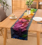 De Groen Home Bedrukt Velvet textiel Tafelloper -  Kleurrijke bladeren - Fluweel - 45x220