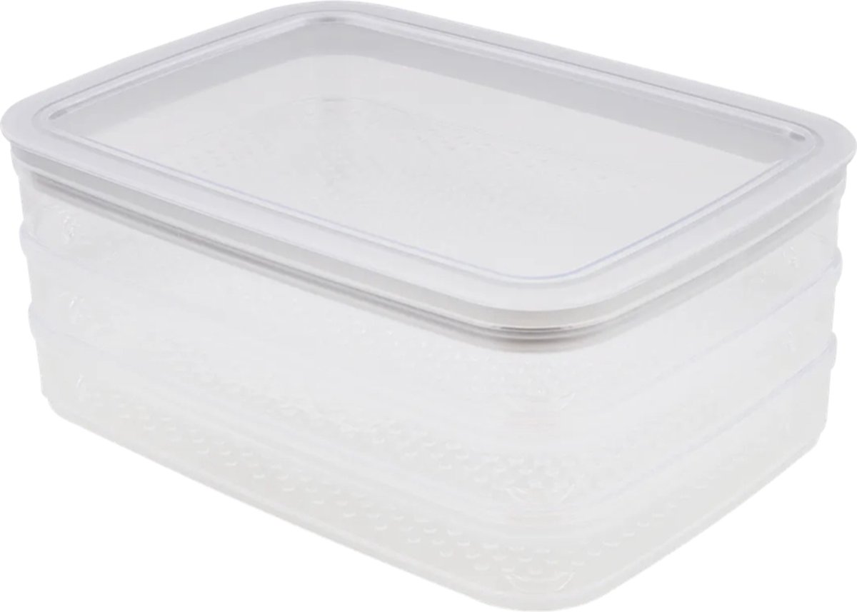 Curver vleeswarendoos 3-laags – transparant – bewaardoos met deksel – zicht op inhoud - stapelbaar – koelkastdoos - koelkast organizer