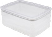 Boîte de produits carnés Curver 3 couches – transparente – boîte de rangement avec couvercle – vue du contenu – empilable – boîte de koelkast – organisateur de réfrigérateur