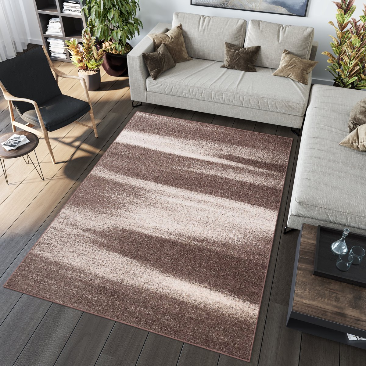 Tapiso Sari Vloerkleed Bruin Laagpolig Tapijt Karpet Maat- 200x290