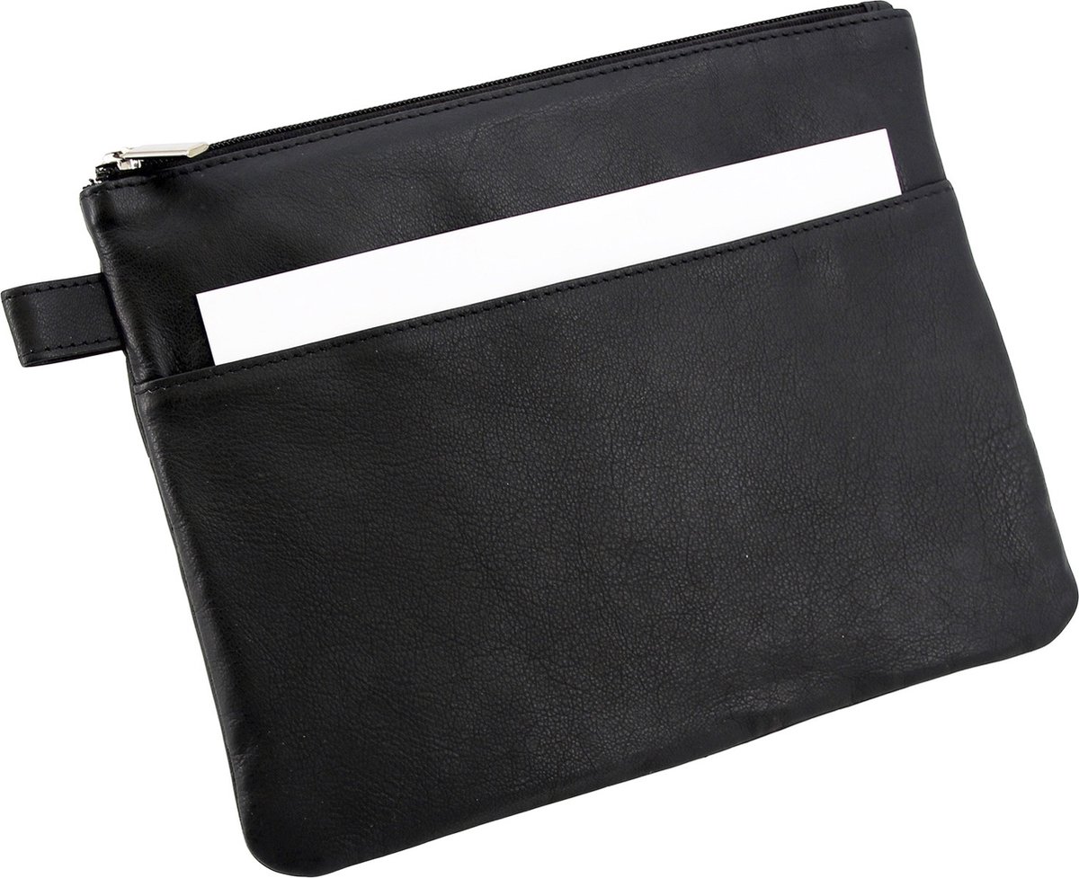 Alassio opbergetui - leer - zwart - 25 x 19 - JU-42232