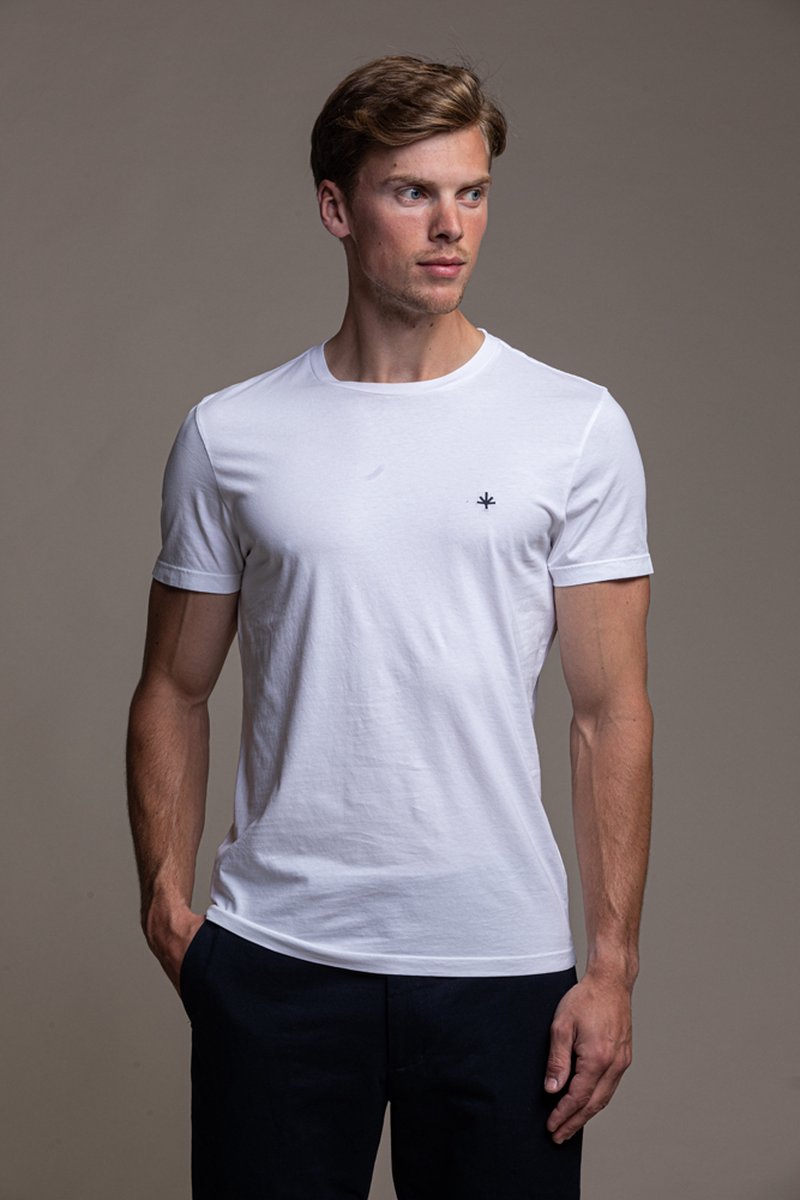 Laurent Vergne - Heren - T-shirt - Wit - 100% Katoen - maat L - Slim fit