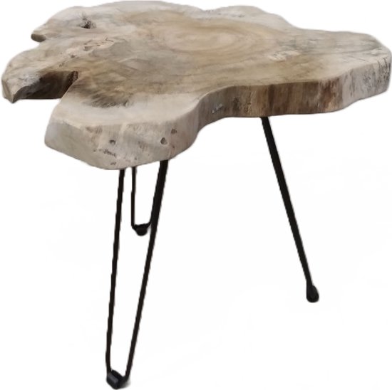 Table basse-Table d'appoint-Teck tronc d'arbre-forme naturelle-diamètre  60cm-Maison... | bol.com