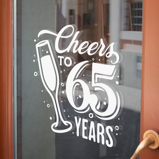 Sticker - Cheers to 65 years - 20x20cm - wit - 1 stuks - stickers ...
