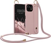 kwmobile hoesje geschikt voor Xiaomi 11 Lite (5G) NE / Mi 11 Lite (5G) - Telefoonhoesje met koord en handgreep - Hoes voor smartphone in winter roze