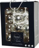 Decoris Kerstballen - 26 stuks - glas - zilver - 5-6-7 cm
