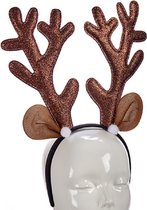 Krist+ Kerst diadeem/haarband rendier gewei bruin 28 cm - Kerstaccessoires/tiara/diademen
