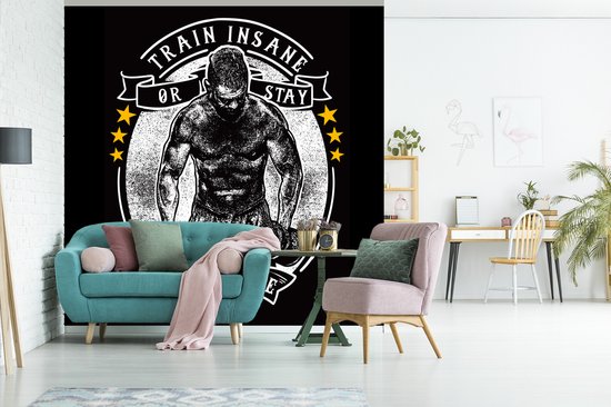 Papier peint - Papier peint photo murale Mancave - Sport - Poids - Rétro - Largeur 300 cm x Hauteur 300 cm