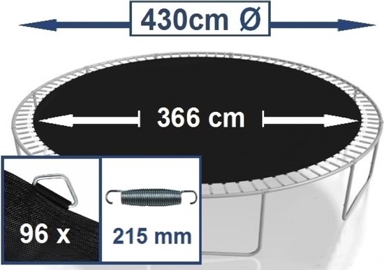 Springmat Trampoline Rond 420-430 cm - 96 Ringen - voor 21 cm Veren |  bol.com