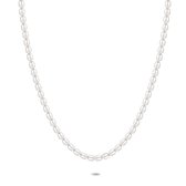 Twice As Nice Halsketting in zilver, ovale parels 50 cm+5 cm