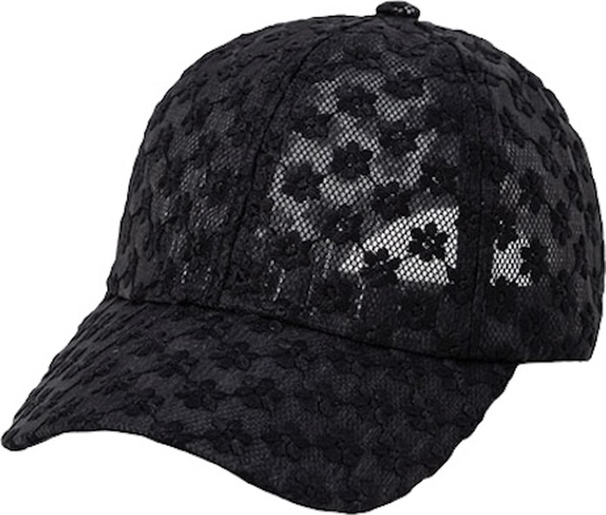 Lace Baseball Cap ASTRADAVI - 6 Panelen Kanten zonnehoedje - Snapback Sluiten - Zwart