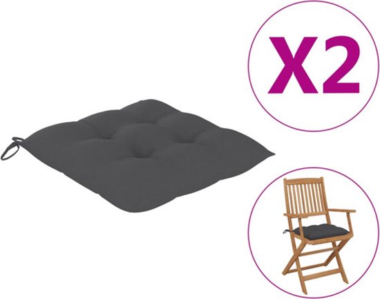 vidaXL - Stoelkussens - 2 - st - 40x40x7 - cm - oxford - stof - antracietkleurig