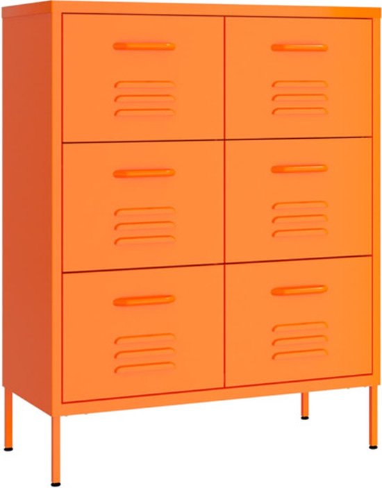Foto: Vidaxl ladekast 80x35x101 5 cm staal oranje