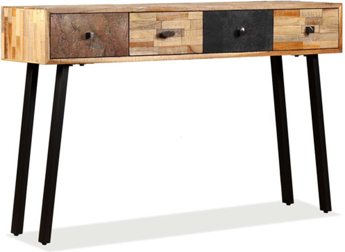 vidaXL Wandtafel - 120x30x76 - cm - massief - gerecycled - teakhout Meerkleurig