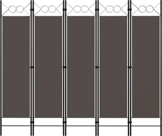 vidaXL - Kamerscherm - met - 5 - panelen - 200x180 - cm - antraciet