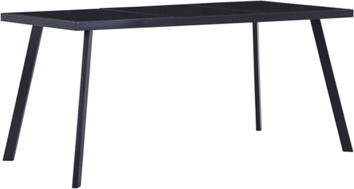 vidaXL Eettafel - 180x90x75 - cm - gehard - glas - zwart
