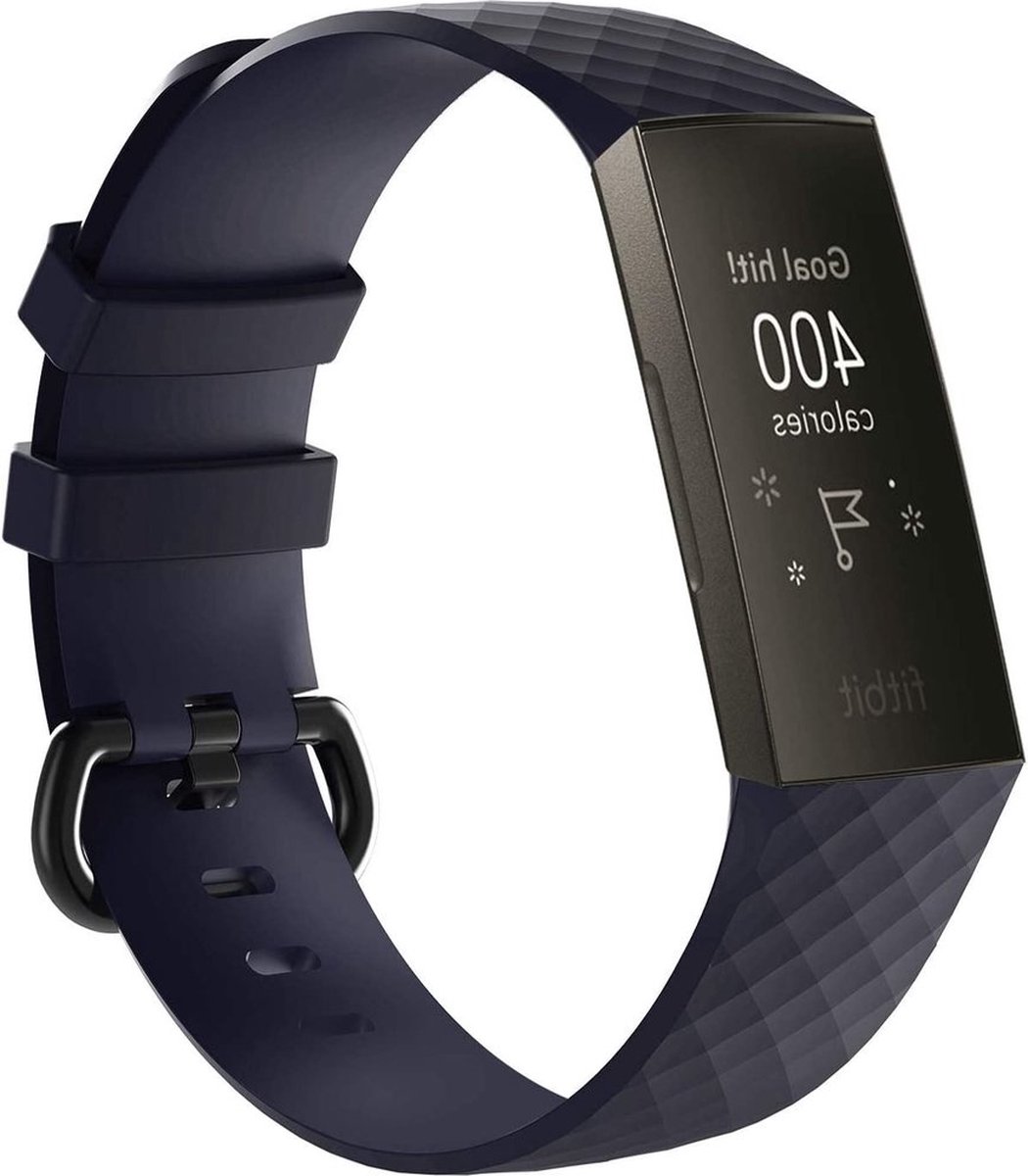 Siliconen bandje - donkerblauw, geschikt voor Fitbit Charge 3 & Charge 4 - maat S/M