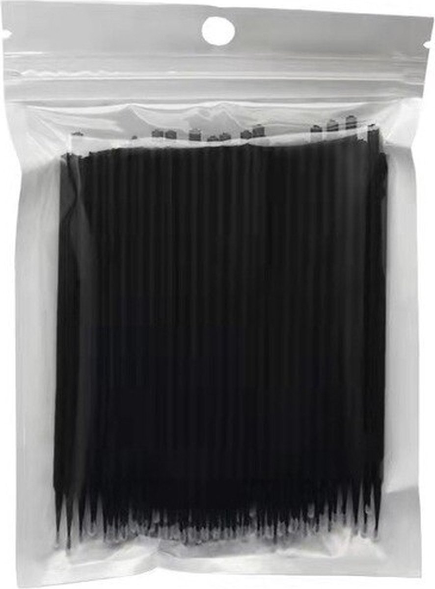 Wegwerp Microbrushes - Zwart - Wimpers Uitbreiding - Individuele Lash Verwijderen - Wattenstaafje - Micro Borstel Voor Wimper Extensions Tool- microbrush - 100 stuks Zwart