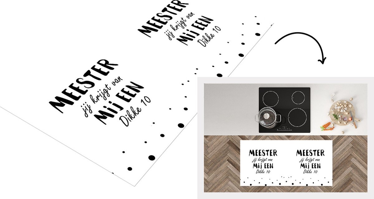 KitchenYeah Keukenloper - Loper keuken - Quotes - Spreuken - Meester - Meester jij krijgt van mij een dikke 10 - 120x60 cm - Keukenloper vinyl Multicolor