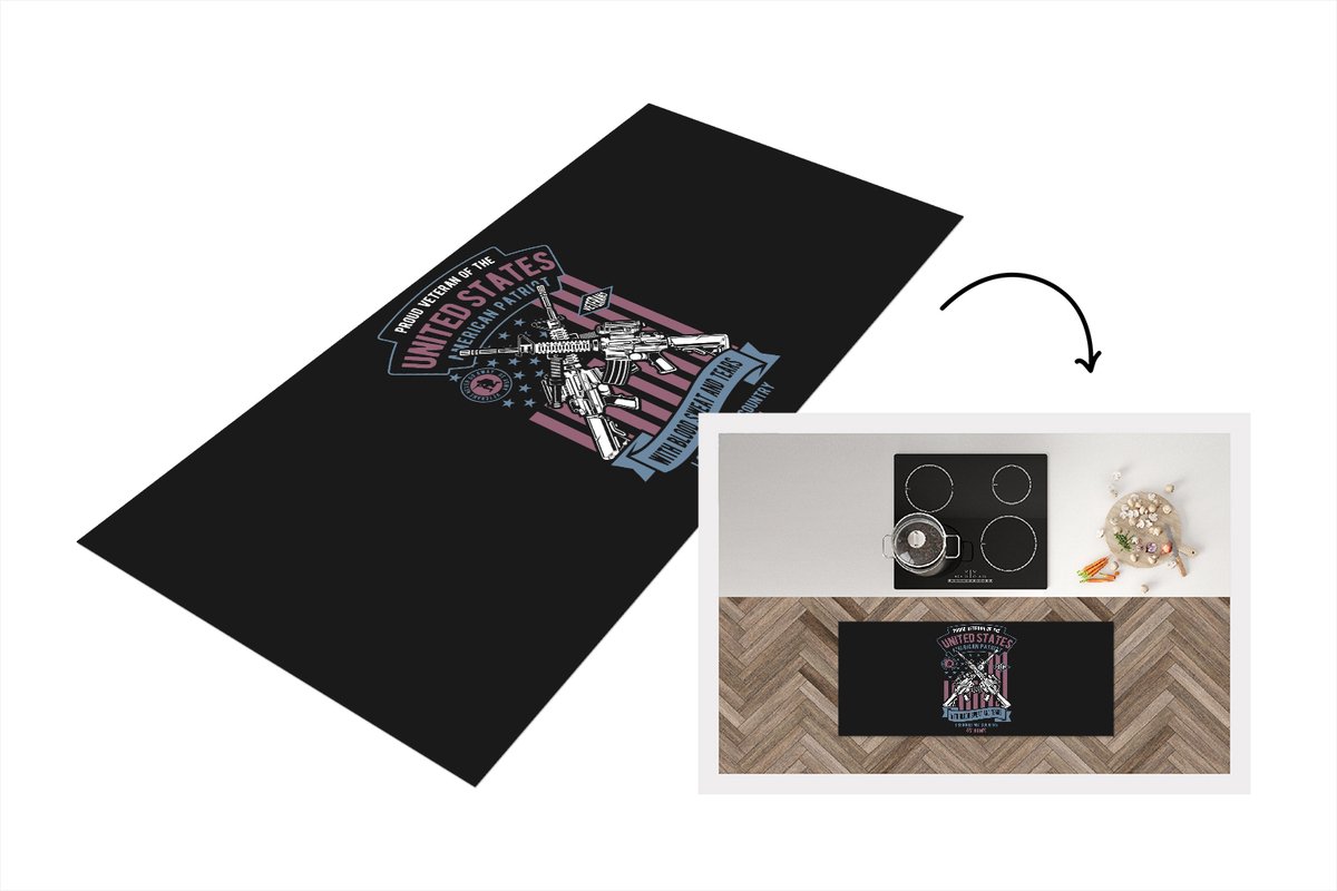KitchenYeah Keukenloper - Loper keuken - Wapens - Amerika - Vintage - 120x50 cm - Keukenloper vinyl Multicolor