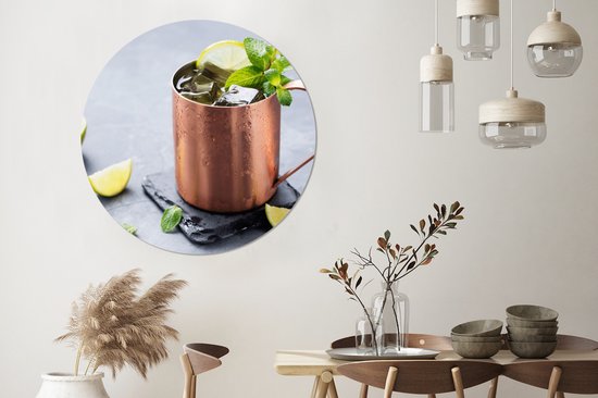 WallCircle - Wall Circle - Wall Circle Indoor - Gobelet - Boisson - Citroen - 140x140 cm - Décoration murale - Peintures Ronds