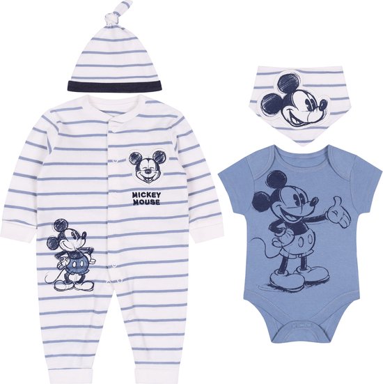 Mickey Mouse DISNEY - Blauw-wit gestreepte set voor jongens