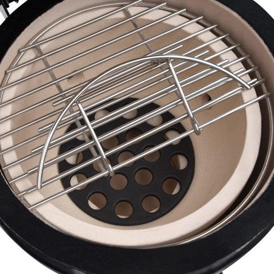 vidaXL Kamado barbecue 2-in-1 56 cm keramiek zwart van VidaXL — afbeelding 4