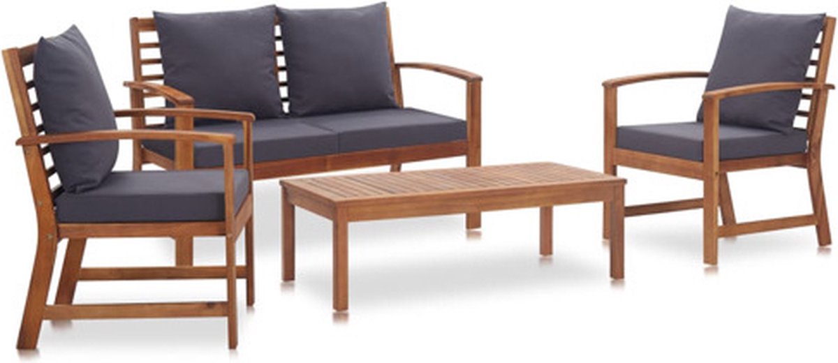 VidaXL loungeset + kussens massief acaciahout 4-delig